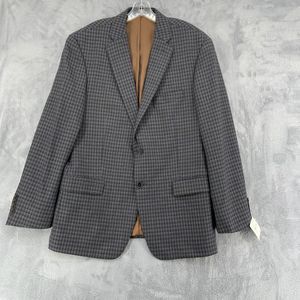 HART SCHAFNER MARX Silk Lined Wool Suit Jacket Blazer Grey Mens Large 2 Vent